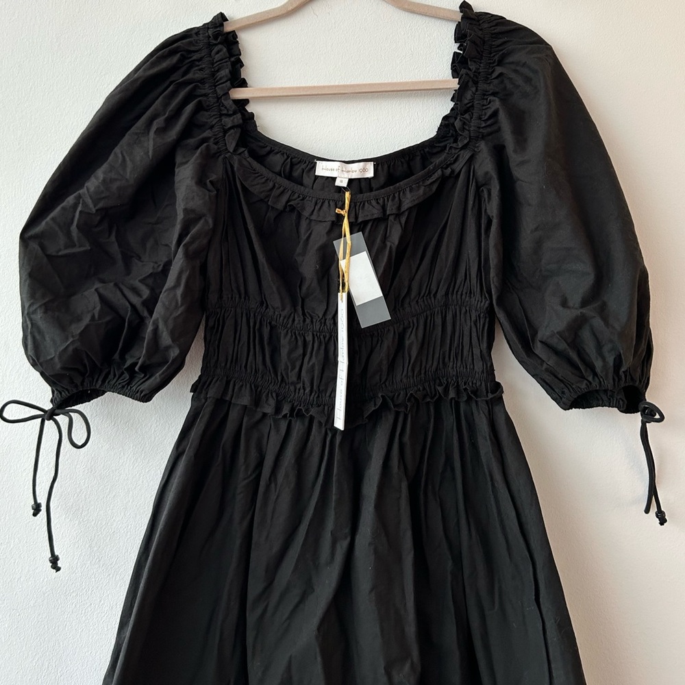 NWT House of Harlow Black Peasant Milkmaid Ruffle Dress Small - Picture 7 of 10